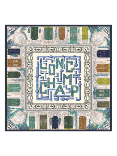 Fular Longchamp de mătase albastru