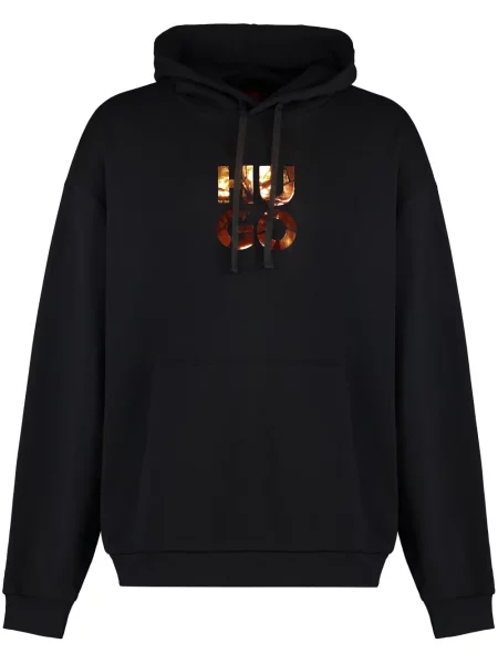 Hanorac cu glugă Hugo cu imagine negru