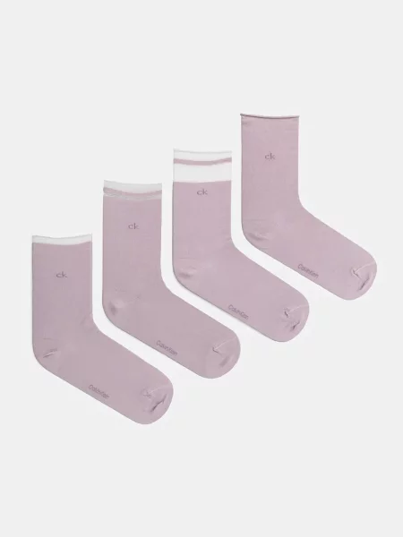 Чорапи Calvin Klein 4 чифта лилаво виолетово