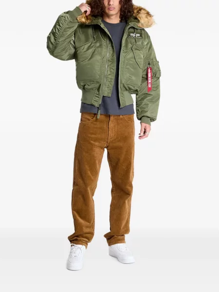 Geacă Alpha Industries cu glugă verde