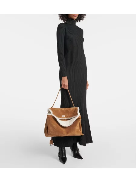 Torbica Balenciaga iz semiša rjava