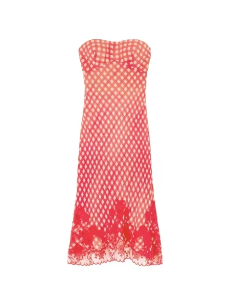 Rochie Ermanno Scervino în carouri din dantelă de costum roșu