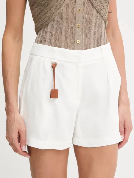 Elisabetta Franchi pantaloni scurți din in neted high waist alb