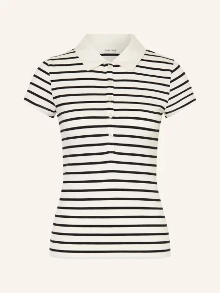 Selected Femme Jerseyové Polo Tričko / černá bílá