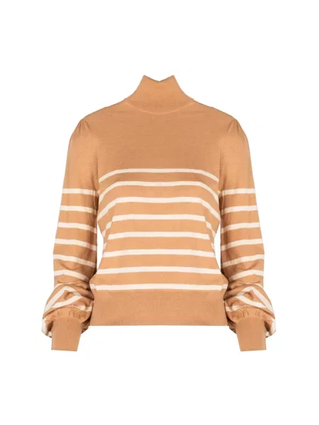 Sweter z golfem Liu Jo elegancki do golfa brązowy