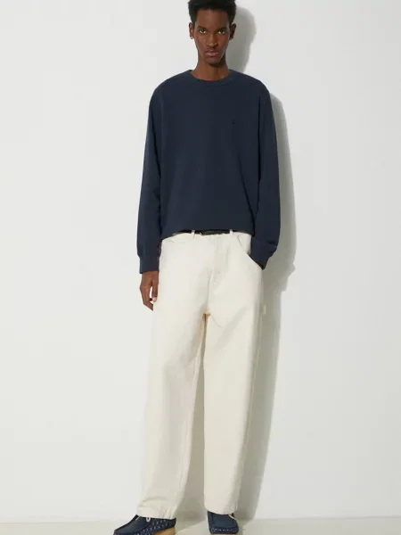 Μπλούζα Woolrich Logo Script Crewneck ναυτικό μπλε