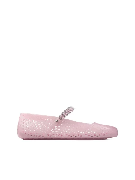 Lniane balerinki Jimmy Choo różowe
