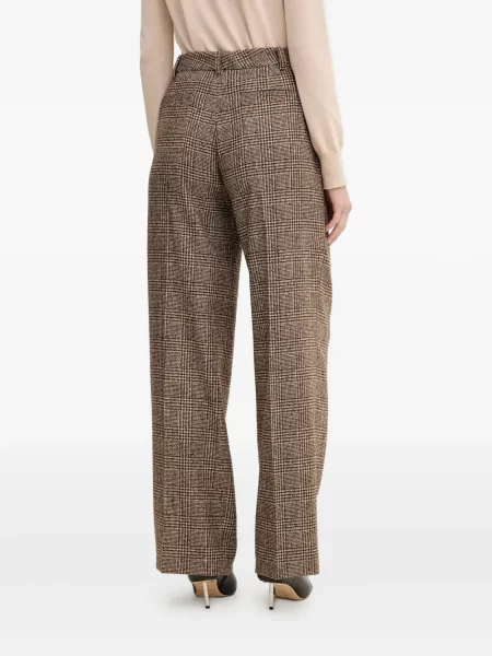 Pantaloni Luisa Spagnoli în carouri plisate maro
