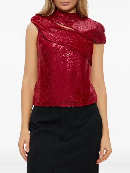 Bluză Self-portrait drapată roșu