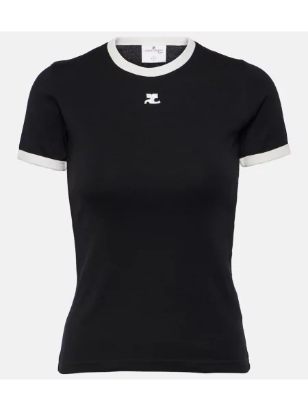 Tricou Courreges din jerseu negru