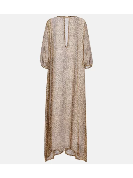 Rochie Roberto Cavalli de mătase cu imagine cu model leopard maro