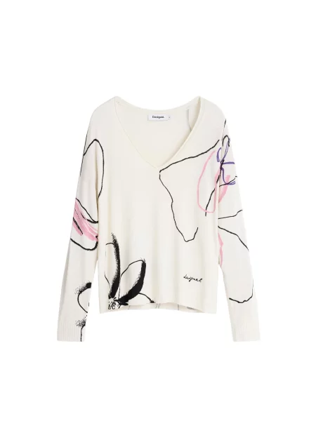 Desigual Pulover albastru / roz pitaya / negru alb