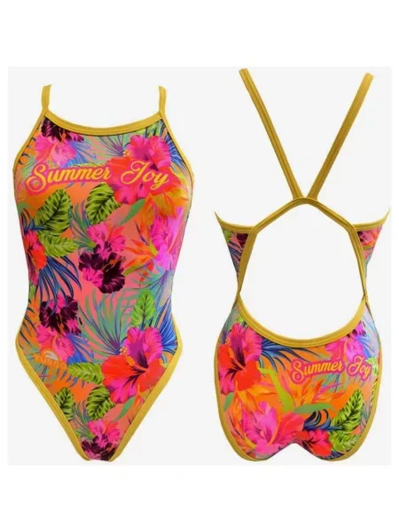Kostium kąpielowy Turbo Summer Flower Revolution dla kobiet z cienkimi ramiączkami w kolorze pomarańczowym S pomarańczowy
