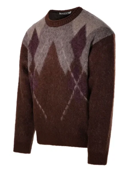 Pulover Coor cu model argyle cu decolteu rotund maro