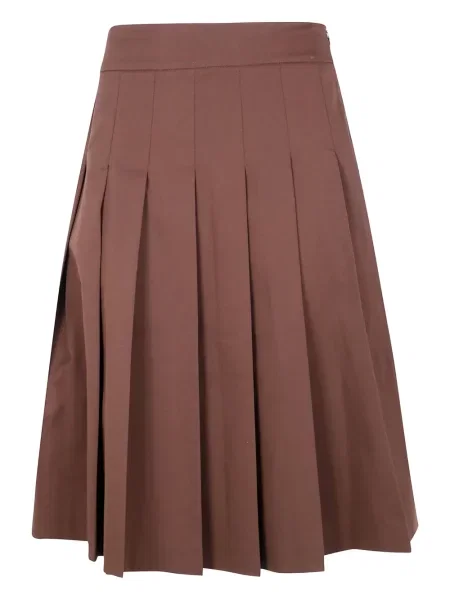 Spódnica plisowana Drhope do kolan brązowa
