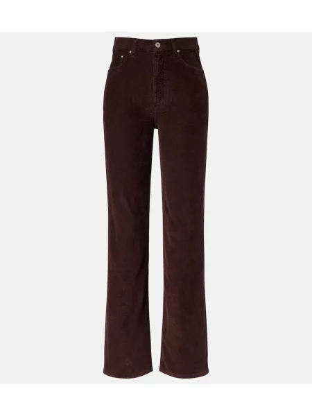 Džínsy Ag Jeans s vysokým pásom hnedá