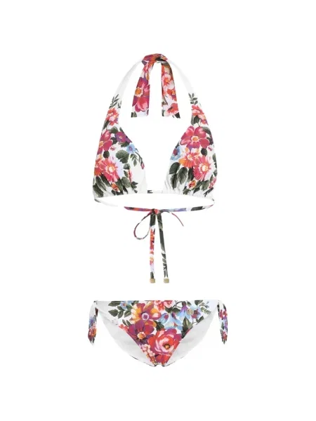 Bikini Dolce & Gabbana cu model floral cu imagine alb