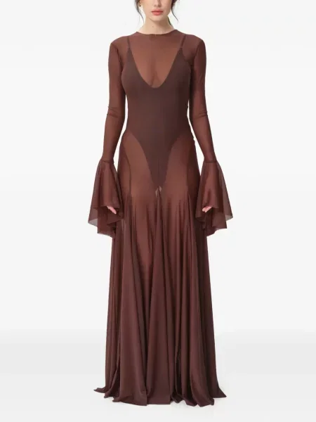 Sukienka maxi Concepto dzwony brązowa