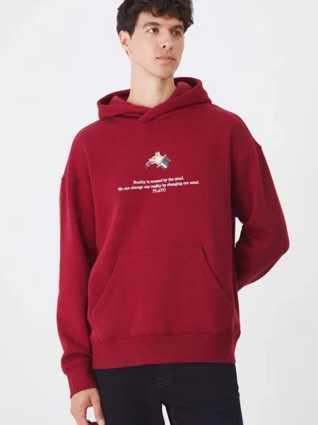 Суичър с качулка Medicine с качулка с принт винено червено