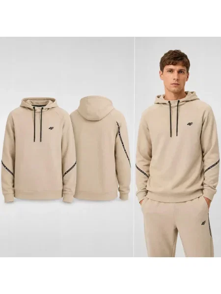BLUZA 4F DRESOWA NIEROZPINANA Z KAPTUREM beżowy