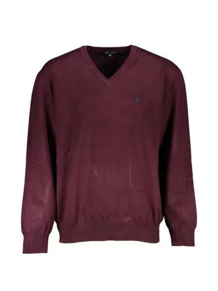 Pulover U.s. Grand cu broderie cu decolteu în V roșu