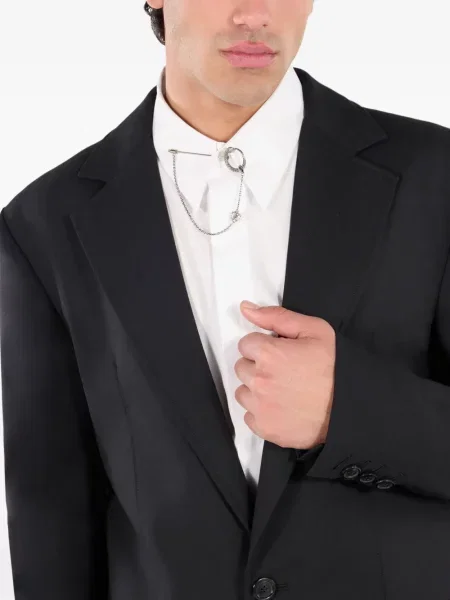 Sacou Roberto Cavalli de lână cu imagine cu model leopard negru