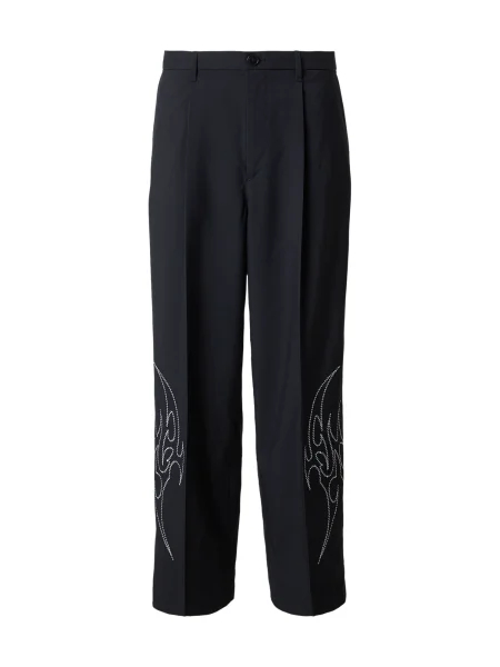 WEEKDAY Kalhoty se sklady v pase černá bílá