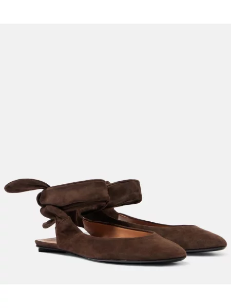 Balerini The Attico din piele de căprioară slingback maro