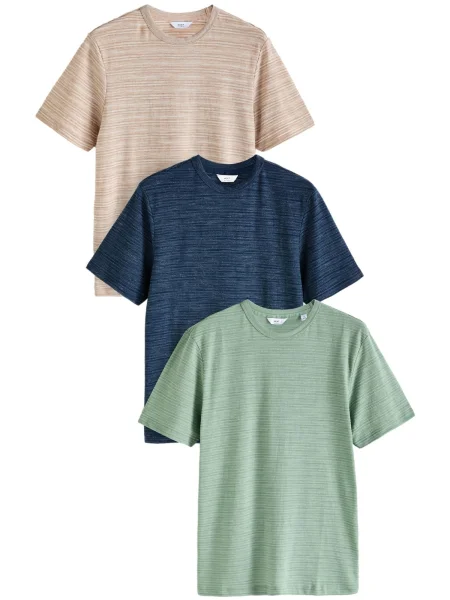 Next Tricou albastru marin / taupe / verde pastel gri