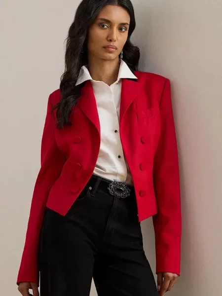 Lauren Ralph Lauren jachetă cu lână bordo