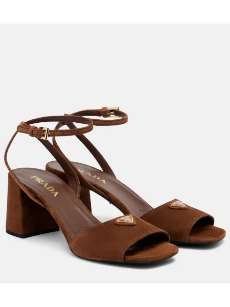 Sandale Prada din piele de căprioară maro