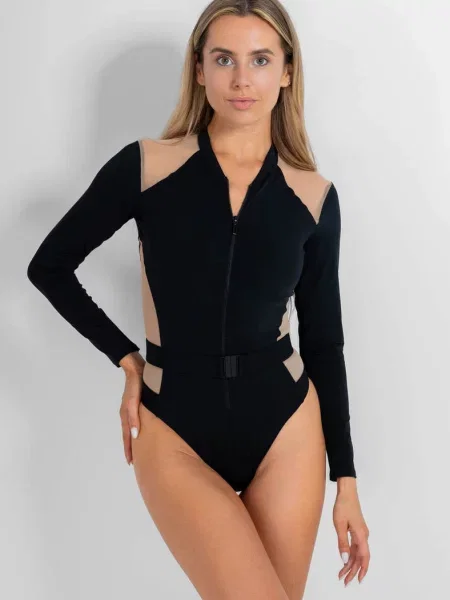 Сплошной купальник с чорний