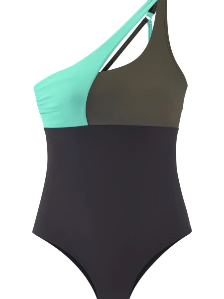 S.Oliver Costum de baie întreg turcoaz / gri închis negru