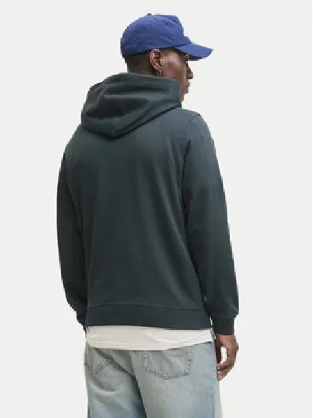 JACK & JONES Sweater majica JORNORREBRO tamno zelena / bijela siva