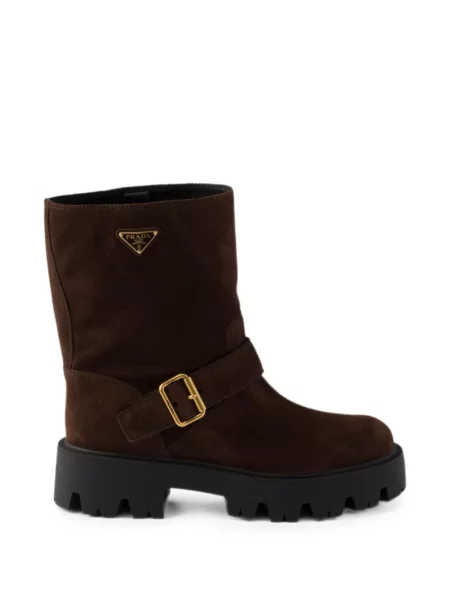 Botine Prada din piele de căprioară maro