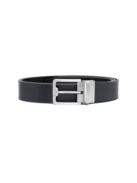 Pasek Emporio Armani skórzany z paskiem dwustronny niebieski