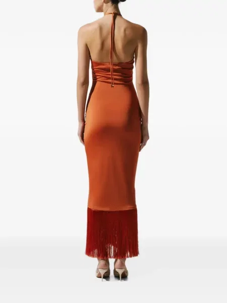 Rochie maxi Baobab cu franjuri portocaliu