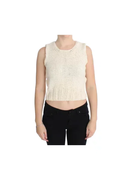 Sweter Pink Memories bez rękawów beżowy