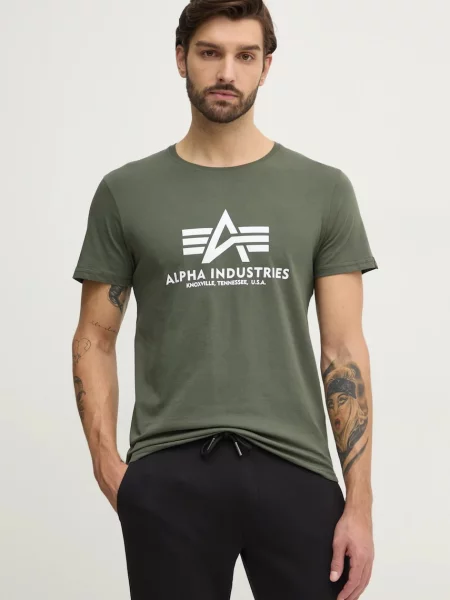 Alpha Industries pánske tričko Basic dark olive zelená