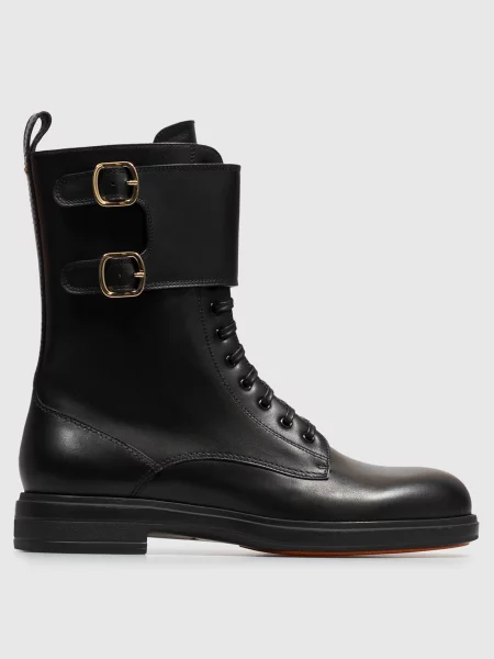 Кожаные ботинки Santoni с ремешками черные