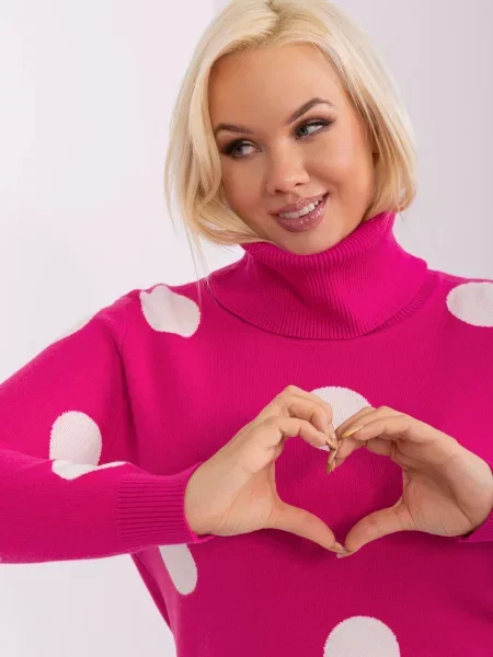 Pulover Fashionhunters cu buline fucsie