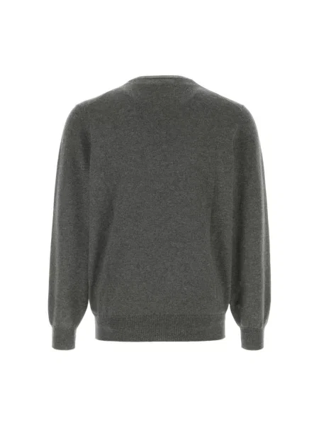 Sweter Brunello Cucinelli z dekoltem w serek szary
