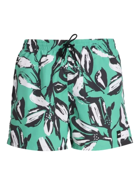 Slip de baie Boss cu model floral cu imagine verde