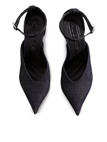 Papuci tip mules Mugler cu bretele albastru