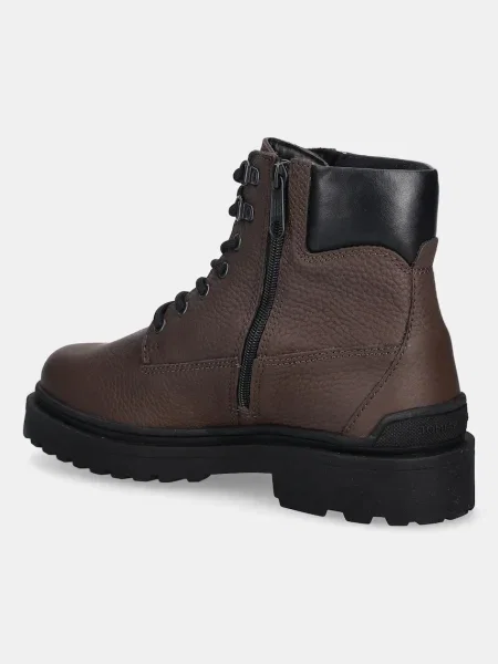 Tommy Jeans pantofi TJM LACE UP BOOT LEATHER maro