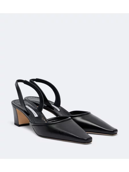 Pantofi cu toc Manolo Blahnik din piele slingback negru