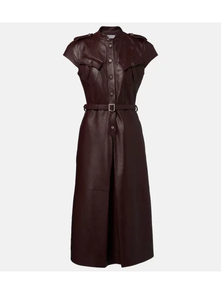 Cu centură rochie midi Mcqueen din piele