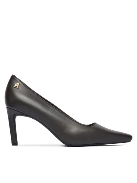 Обувки на Tommy Hilfiger Th Logo Lth Pump Slanted Hl черен