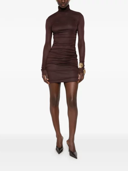 Rochie mini Aniye By cu volane maro
