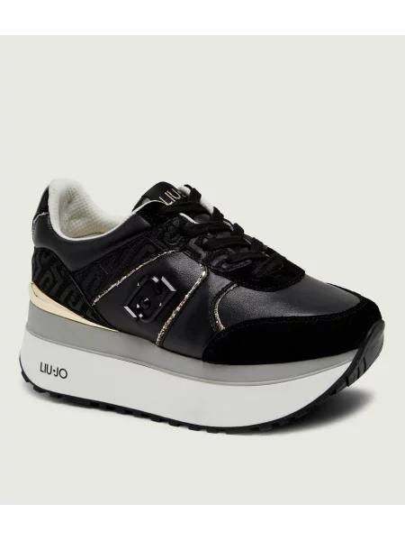 Liu Jo Bőr edzőcipő Maxi Wonder Plus 02 | hasított bőr fekete